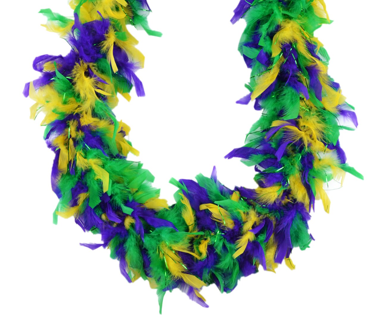 Touch of Nature Chandelle Feather Boa 45GM 2Yds Mardi Gras Mix w/Green  Lurex 1pc